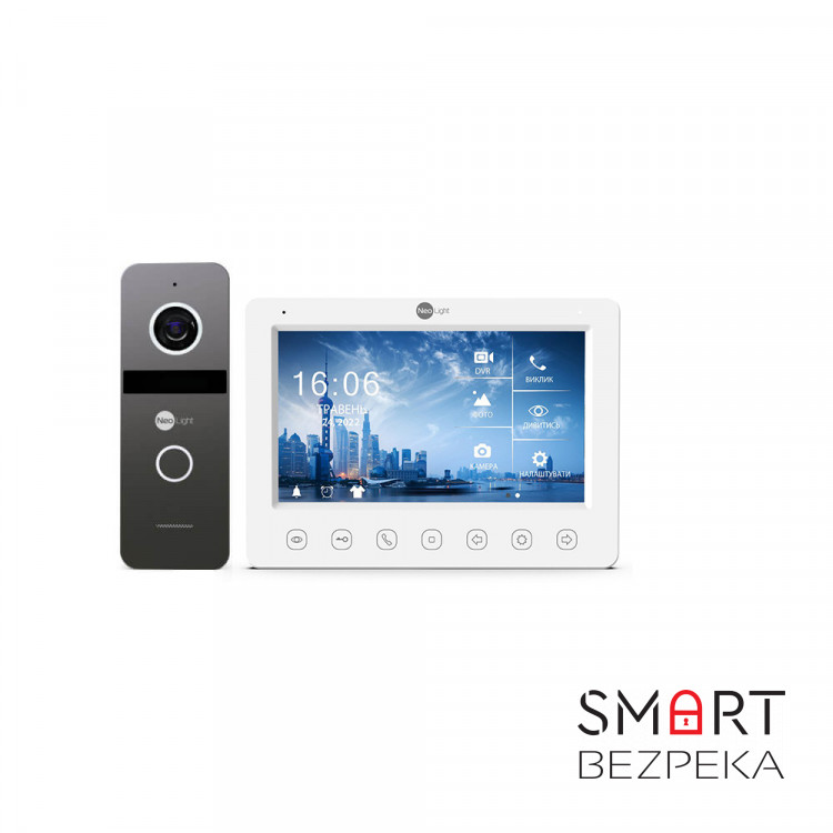Комплект видеодомофона Neolight KAPPA HD / Solo FHD Graphite: видеодомофон 7" со встроенным БУЗ и 2 Мп видеопанель