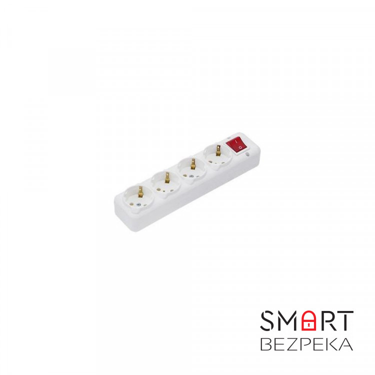 Колодка Sokol на 4 гнізда із заземленням та вимикачем