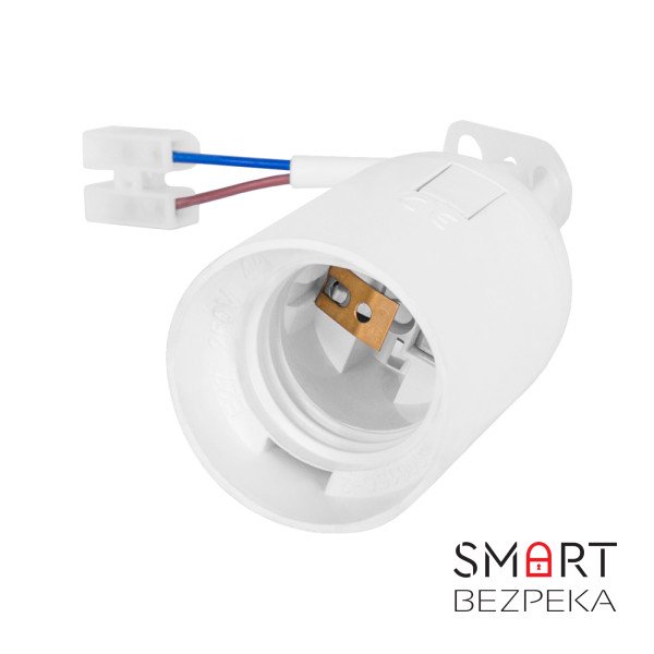 Патрон пластиковий підвісний e.lamp socket pendant.E27.pl.white, Е27, з кабелем 15 см і клемною колодкою, білий