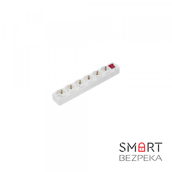 Колодка Sokol на 6 гнізд із заземленням та вимикачем