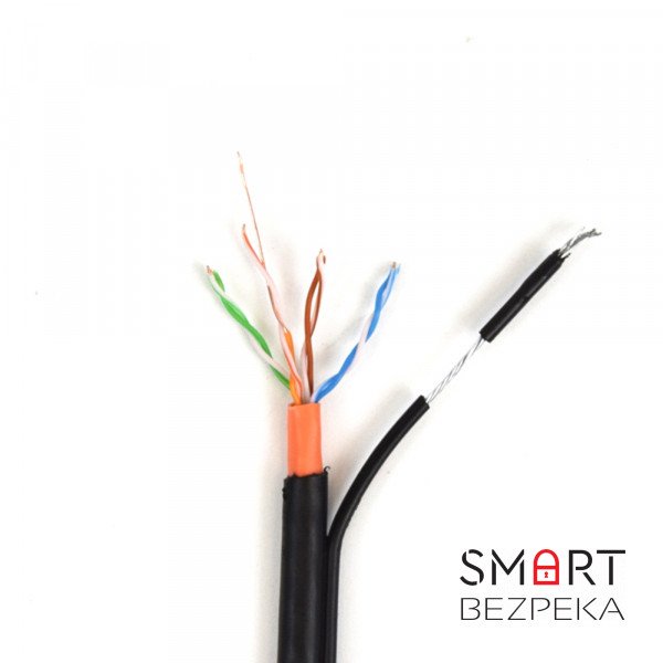 Кабель звита пара GoldMine GM UTP 4*2*0.5-CU PVC PE MT кат.5е (UTP мідь зовнішній з несучим тросом) бухта 305м