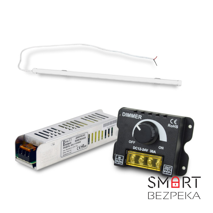 Комплект: Cветильник LED линейный 600мм 12Вт 6500K Faraday Electronics + Блок питания Full Energy BGL1-12V60W 12 В/5 А/60 Вт для светодиодной ленты + Регулятор яркости OKY3220 диммер для светодиодных лент 12В/24В DC 30А 360Вт