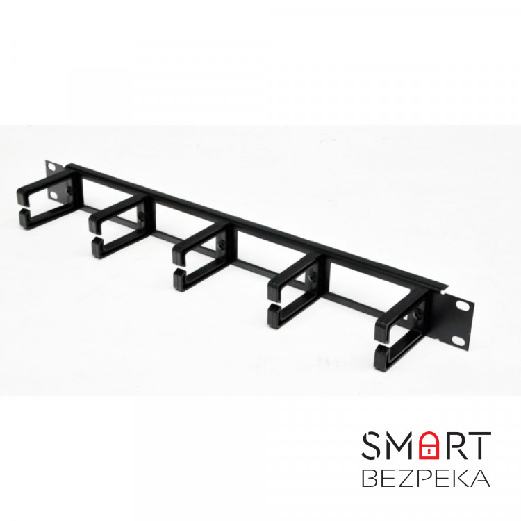 Кабельний організатор CMS 1U з 5 пластиковими кільцями, чорний