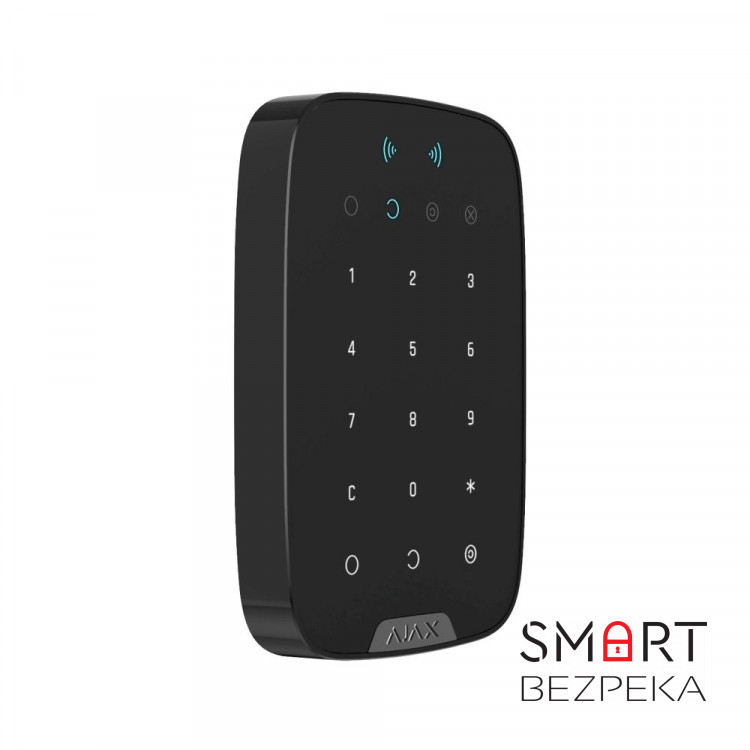 Бездротова сенсорна клавіатура Ajax Keypad Plus (8EU) UA black зі зчитувачем карток Pass і брелоків Tag