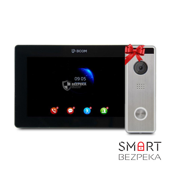 Відеодомофон 7" BCOM BD-770FHD Black + Відеопанель Tantos Triniti FHD