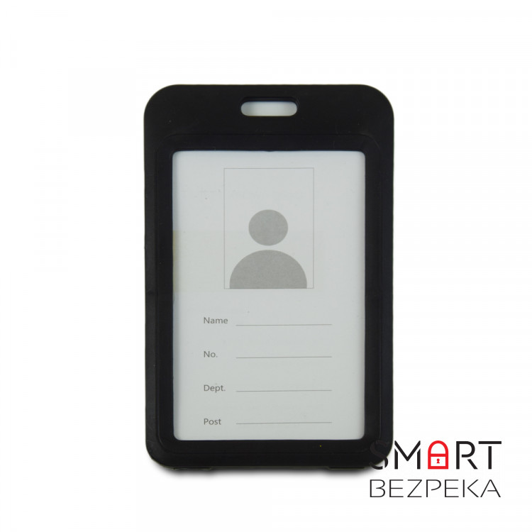 Бейдж на шнурке, вертикальный, цвет черный – ATIS, 111 x 69 x 5 мм