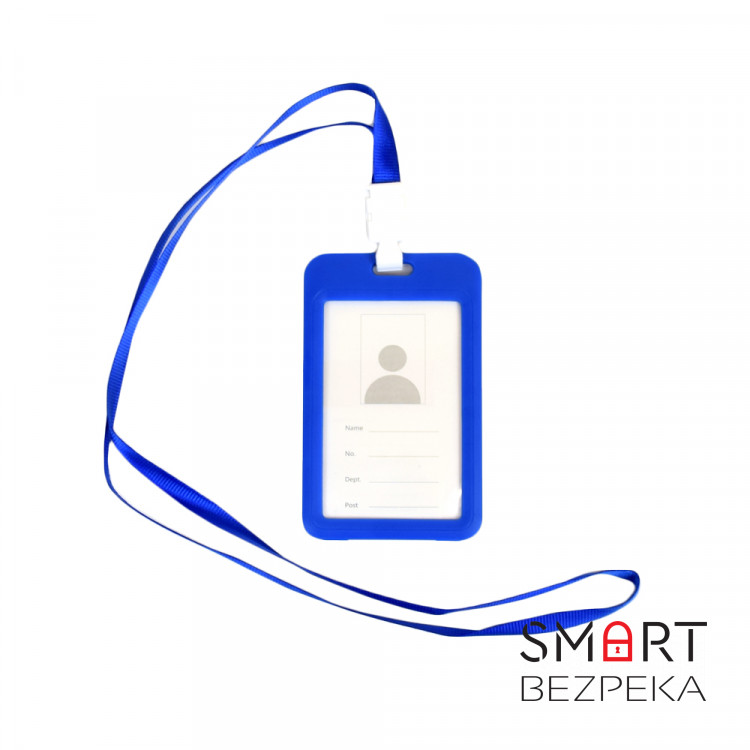 Бейдж на шнурке, вертикальный, цвет голубой – ATIS, 111 x 69 x 5 мм