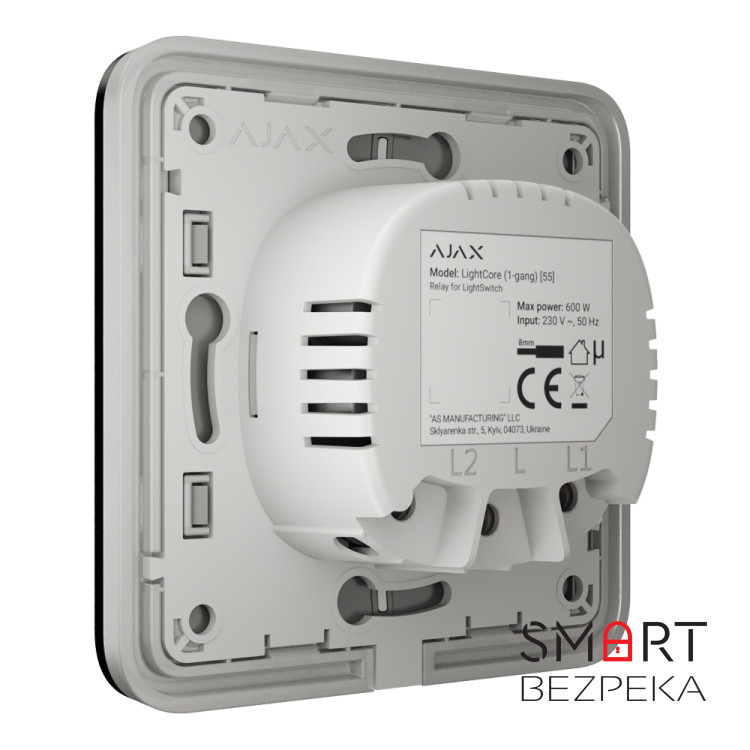 Комплект бездротової сигналізації Ajax StarterKit Cam (8EU) UA black Вимикач Ajax LightSwitch 1-gang Black одноклавішний + Реле Ajax OutletCore