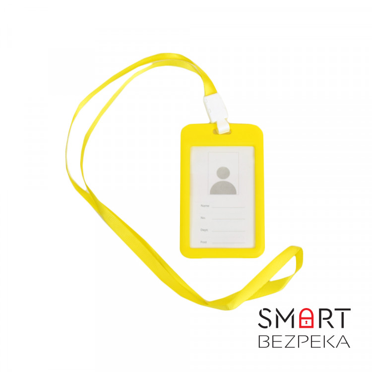 Бейдж на шнурку, вертикальний, колір жовтий – ATIS, 111 x 69 x 5 мм