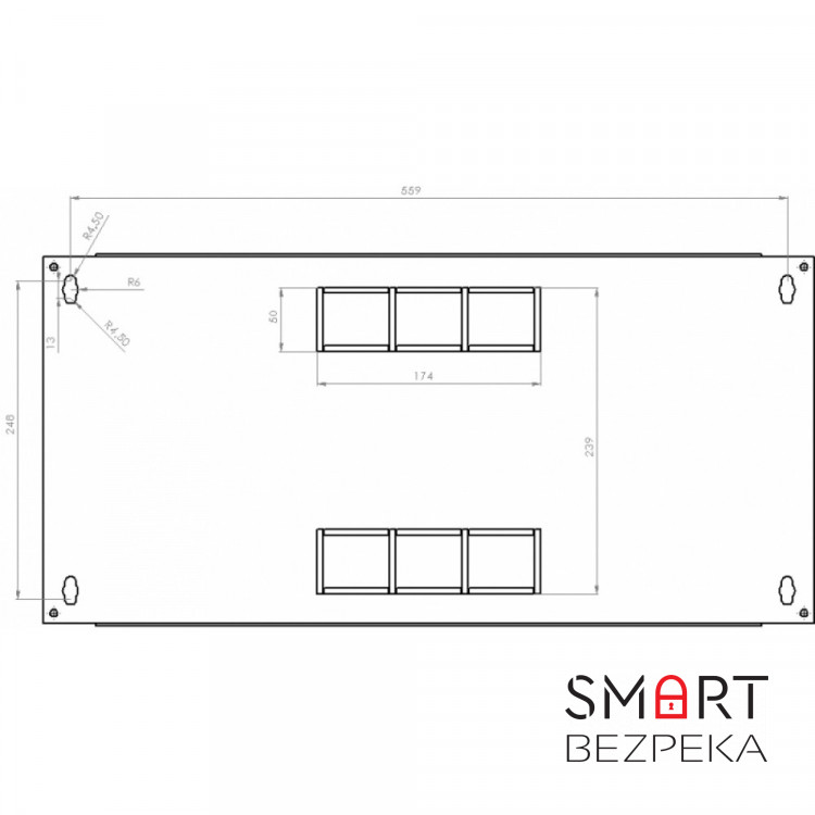 Шкаф серверный CMS 6U 600 x 500 x 373 UA-MGSWL65B для сетевого оборудования