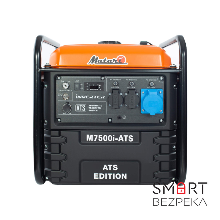 Инверторный бензиновый генератор MATARI M7500I-ATS максимальная мощность 7.5 кВт