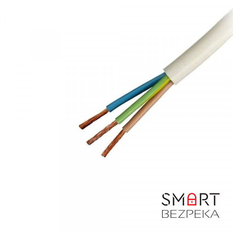 Кабель силовий мідний ЗЗКМ ШВВП 3x2.5 білий (1 метр)