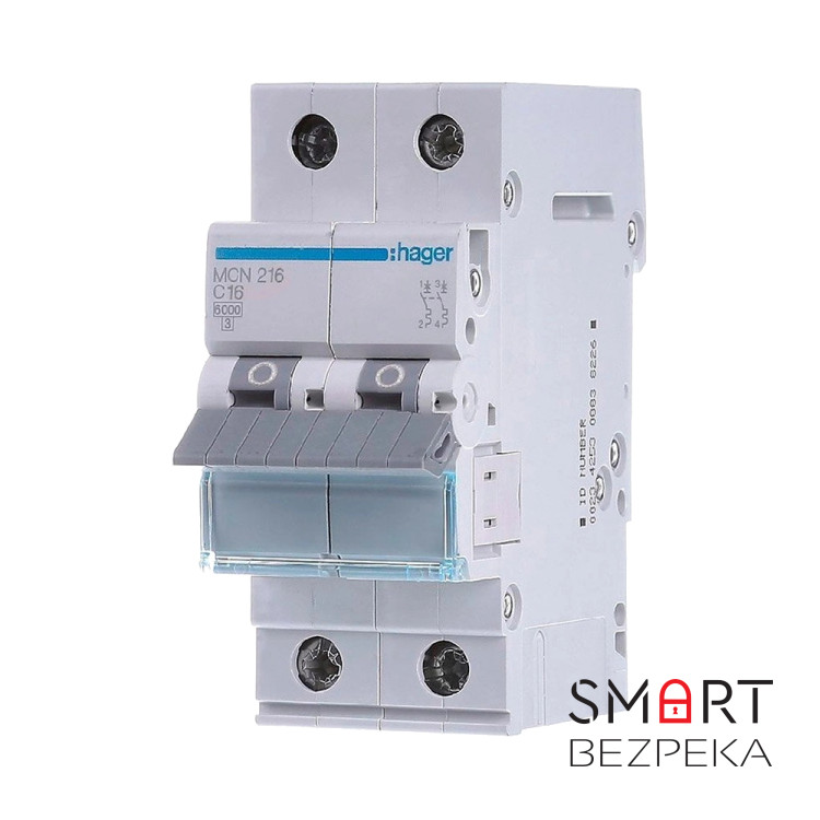 Автоматический выключатель Hager MCN216 2P 6 кА C-16A 2M