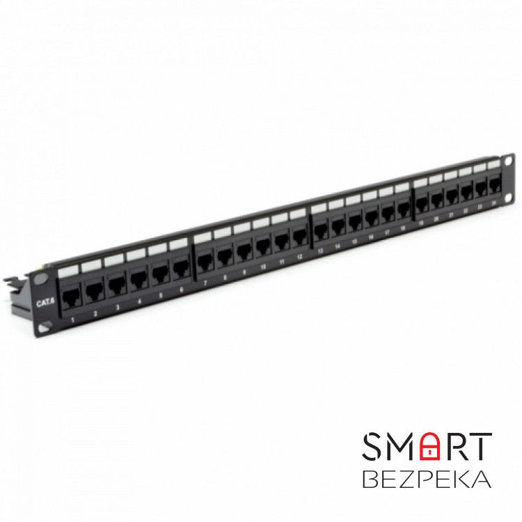 Патч-панель CMS 19" 24xRJ-45 UTP, кат. 6 с организатором кабеля