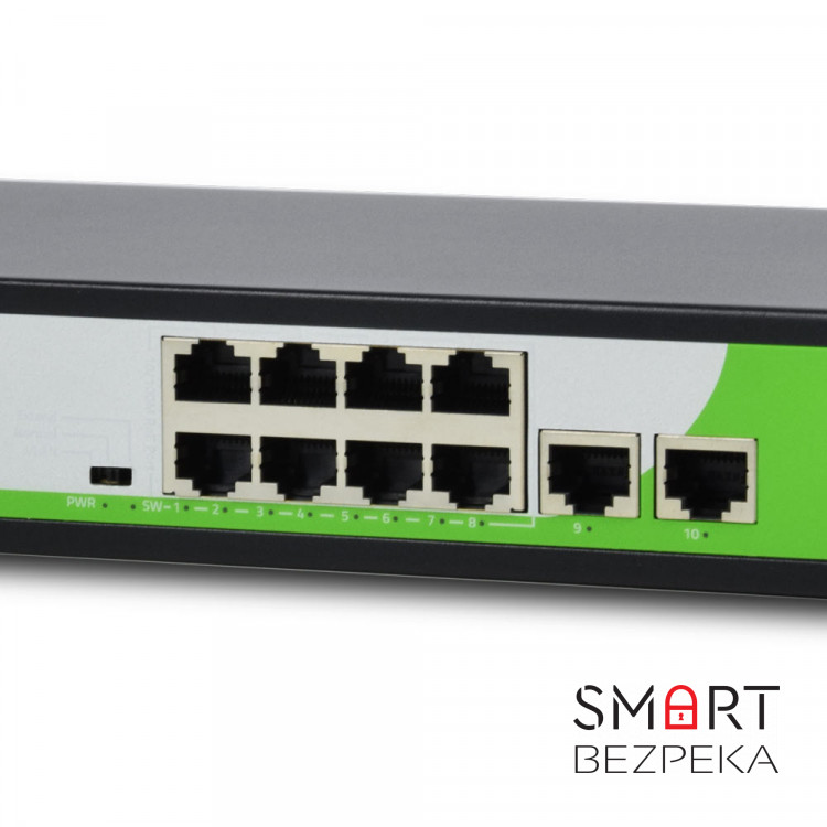 PoE-комутатор ZKTeco ZK-PoE82N-120W з 8 портами PoE