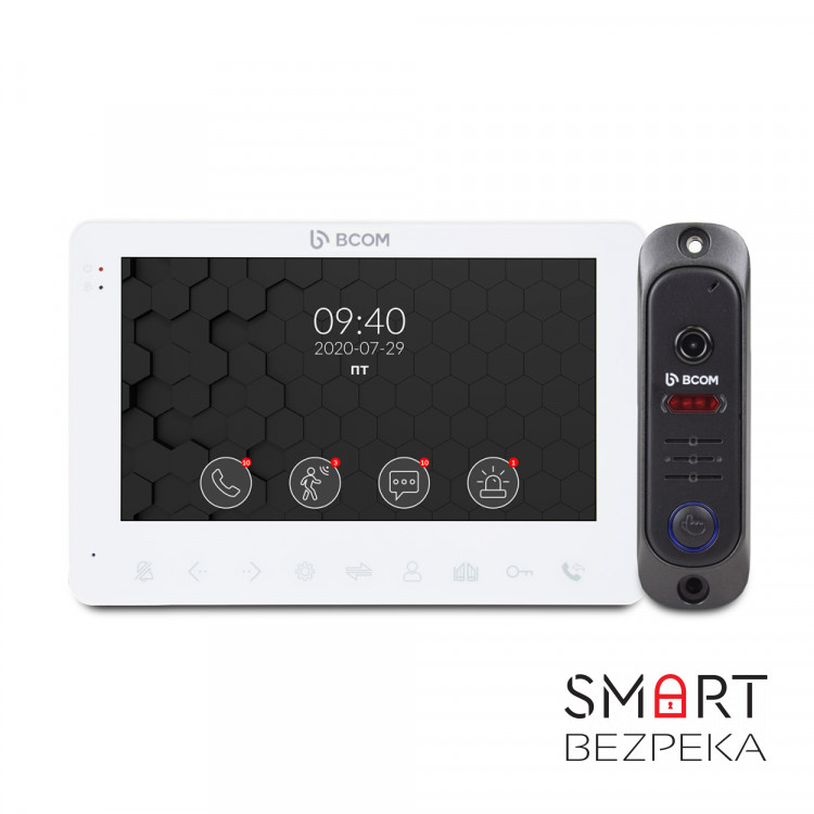 Комплект відеодомофона BCOM BD-780M White Kit box: відеодомофон 7" з детектором руху і відеопанель