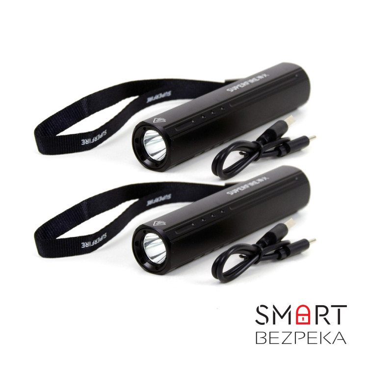 Комплект із двох ручних ліхтариків SUPERFIRE S32, що перезаряджаються, з потужністю 5 Вт