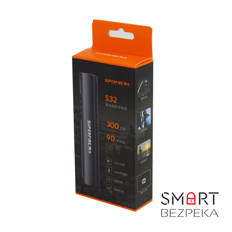 Комплект із двох ручних ліхтариків SUPERFIRE S32, що перезаряджаються, з потужністю 5 Вт