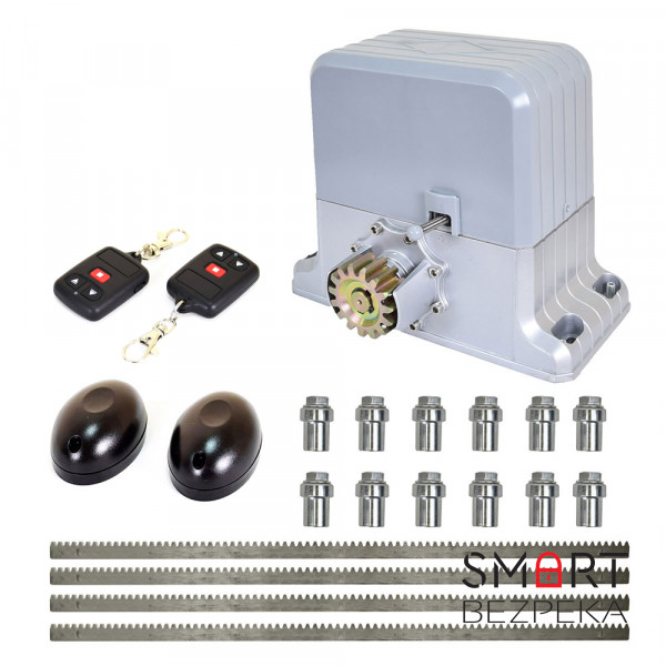 Комплект автоматики для відкатних воріт вагою до 1800 кг Weilai DGY1800Pro kit з ІЧ-бар'єром і рейками