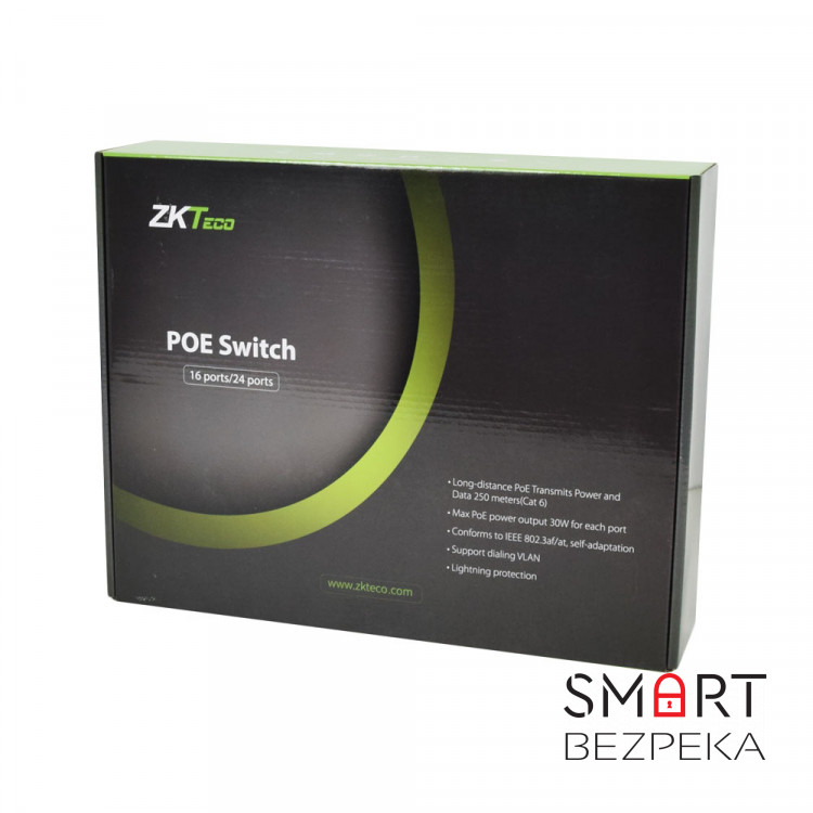 PoE-коммутатор ZKTeco ZK-PoE1621N-200W с 16 портами PoE