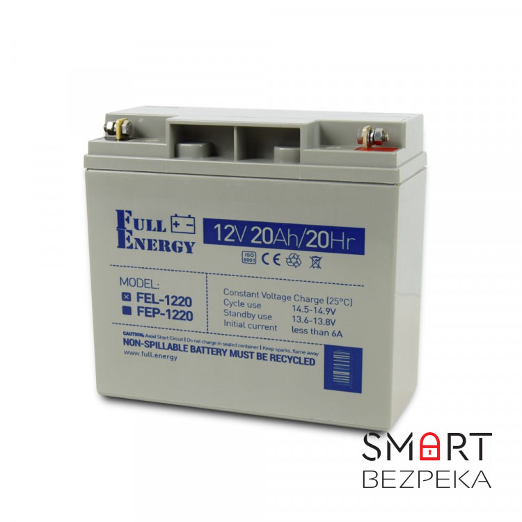 Акумулятор гелевий 12В 20А·год для ДБЖ Full Energy FEL-1220