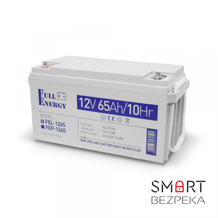 Акумулятор гелевий 12В 65А·год для ДБЖ Full Energy FEL-1265