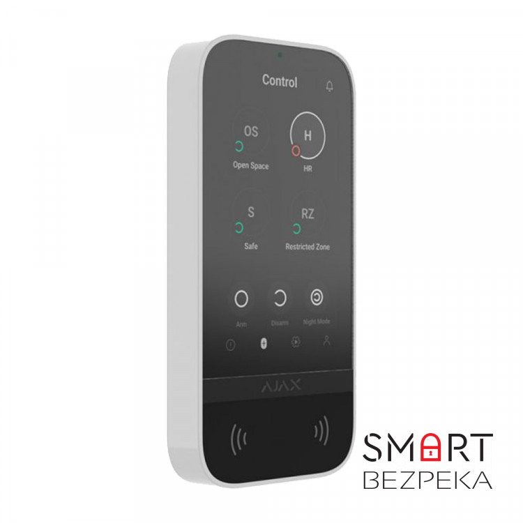 Клавіатура Ajax KeyPad TouchScreen white бездротова з сенсорним екраном