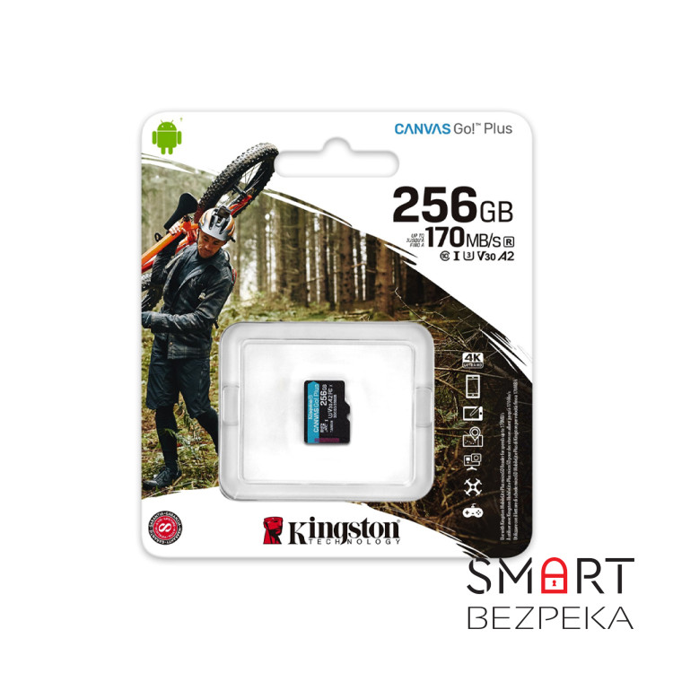 Карта пам'яті Kingston MicroSDXC 256GB Canvas Go! Plus Class 10 UHS-I U3 V30 A2 (SDCG3/256GBSP)