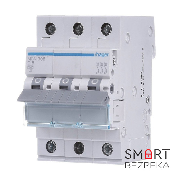 Автоматичний вимикач Hager MCN306 3P 6 кА C-6A 3M