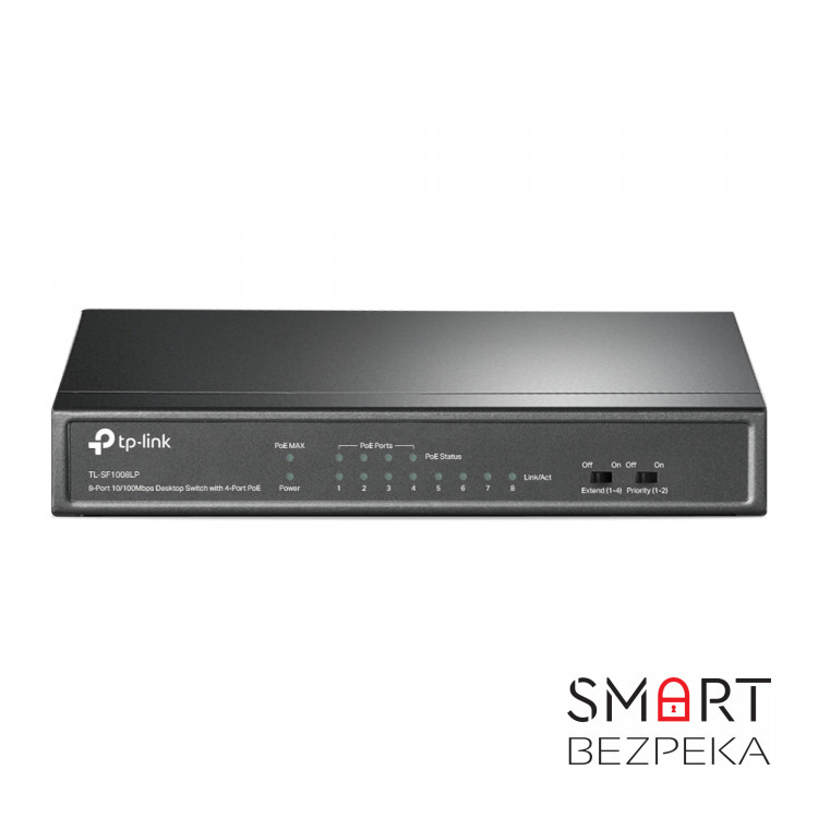PoE-комутатор TP-Link TL-SF1008LP 8-портовий з 4 PoE-портами некерований