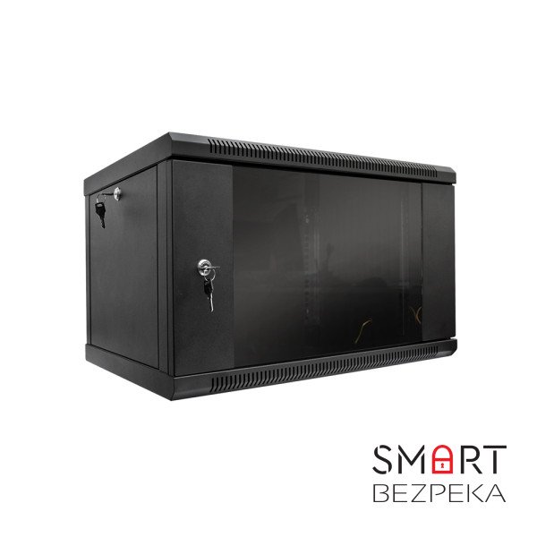 Шафа серверна SteelNet 4U 600 x 450 для мережевого обладнання (скло, чорний)