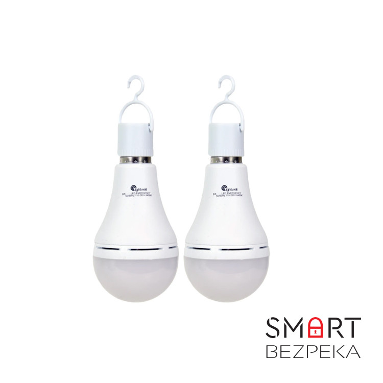 Комплект із двох ламп LED Lightwell BS2C4 15 Вт Е27 з вбудованим акумулятором