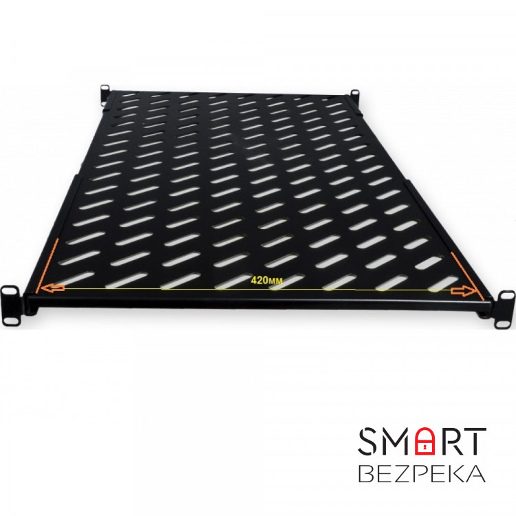 Полиця з чотирма точками кріплення CMS UA-SH4-450B 19" 1U 450 мм чорна