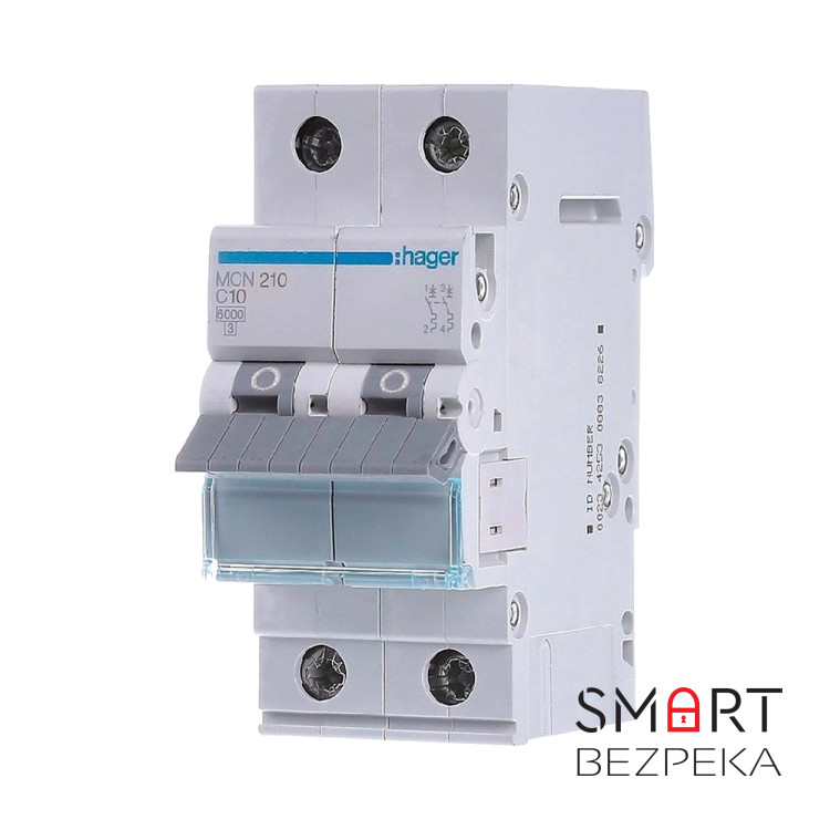 Автоматичний вимикач Hager MCN210 2P 6 кА C-10A 2M