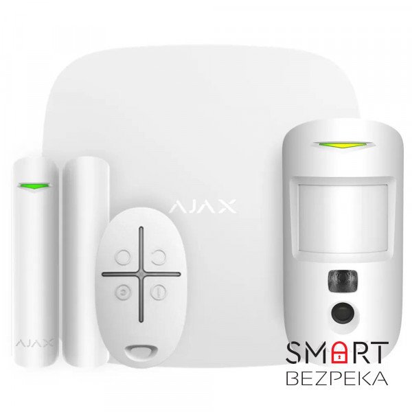 Комплект бездротової сигналізації Ajax StarterKit Cam Plus (8EU) UA white з фотоверифікацією тривог і підтримкою LTE