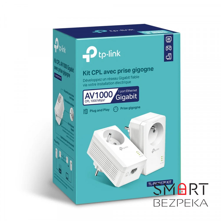 Комплект адаптерів TP-Link Powerline TL-PA7017P KIT із вбудованою розеткою