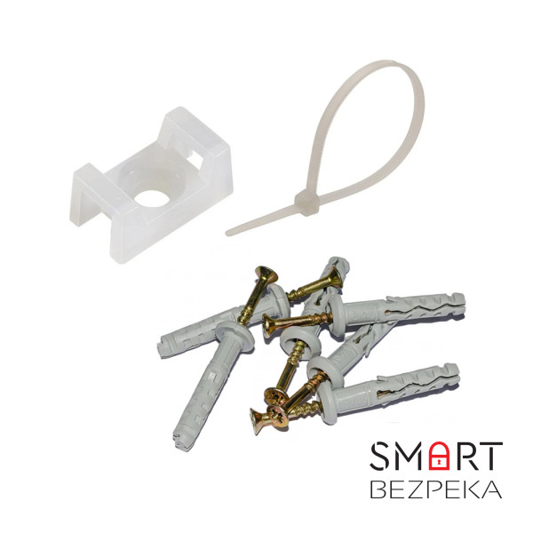 Монтажний комплект: Стяжка Relfix 4 x 200 мм (100 шт/уп) біла + Майданчик для стяжки під дюбель 9 x 15 мм біла (100шт) + Дюбеля швидкого монтажу 6 x 40 мм гриб (100 шт/уп)