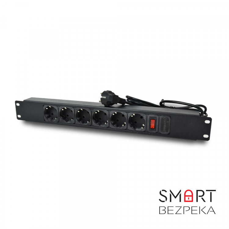 Сетевой фильтр SteelNet SN 1U-24-9005 на 6 розеток с выключателем