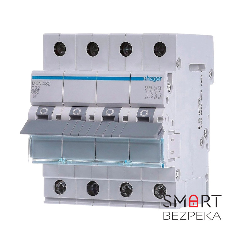 Автоматический выключатель Hager MCN432A 4P 6 кА C-32A 4M
