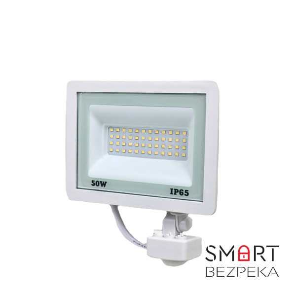 Прожектор світлодіодний Lightwell LW-FL-W-50-S 50 W з датчиком руху