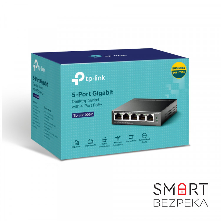 PoE-комутатор TP-Link TL-SG1005P 5-портовий з 4 PoE+ портами некерований