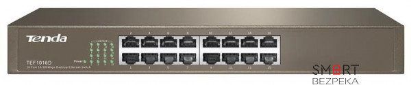 Комутатор TENDA TEF1016D 16xFE, Rackmount, Некерований