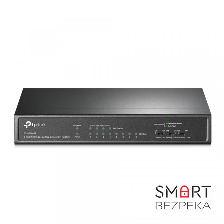 PoE-комутатор TP-Link TL-SF1008P 8-портовий з 4 PoE+ портами некерований