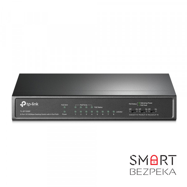 PoE-комутатор TP-Link TL-SF1008P 8-портовий з 4 PoE+ портами некерований
