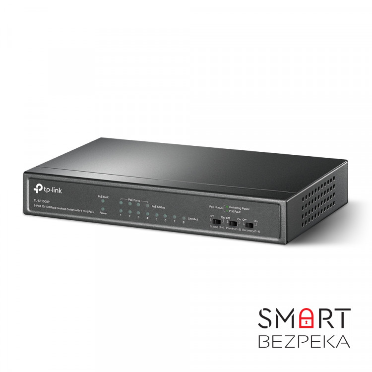 PoE-коммутатор TP-Link TL-SF1008P 8-портовый с 4 PoE+ портами неуправляемый
