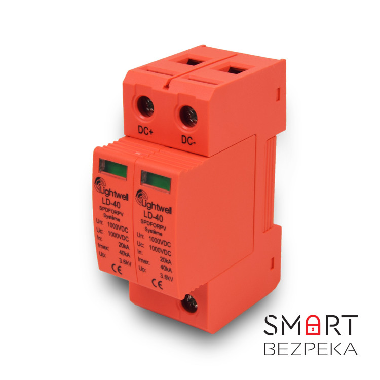 Пристрій захисту від перепадів напруги Lightwell LD-40 2P 1000V