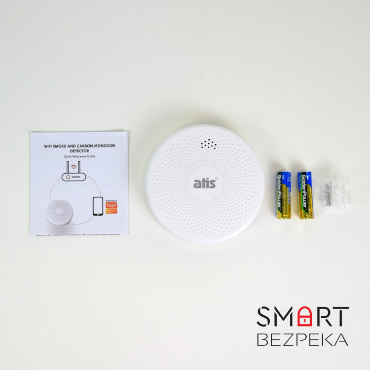 Бездротовий автономний датчик диму та чадного газу ATIS-801DW-T з підтримкою Tuya Smart