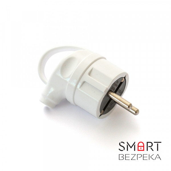 Вилка ERKA 1004 16 А з заземлюючим контактом кутова з ручкою біла