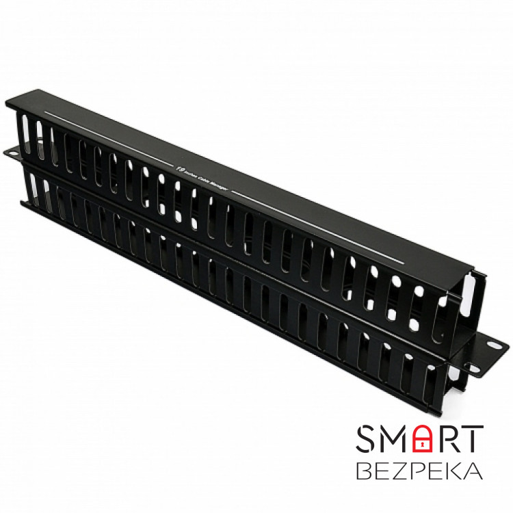 Кабельний організатор CMS 1U з кришкою, двосторонній, чорний