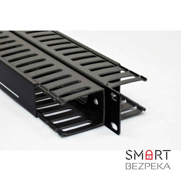 Кабельный организатор CMS 1U с крышкой, двухсторонний, черный